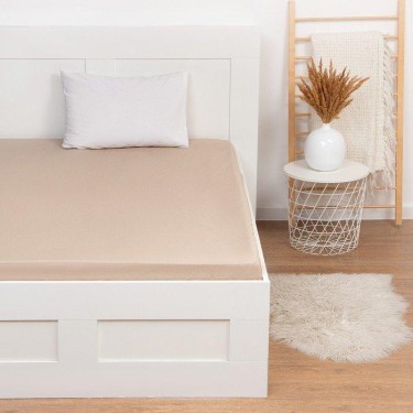 Простыня на резинке "Этель" 180х200х25 см, бежевый, 100% хлопок, перкаль