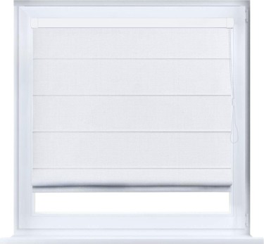 Римская штора «Кортин» кассетная, ткань лён белый