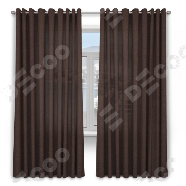 Шторы на люверсах ткань лён коричневый