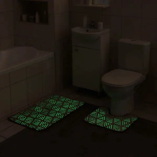 Набор ковриков для ванной и туалета Доляна «Светящиеся грани», 2 шт: 50×80, 50×40 см, цвет коричневый