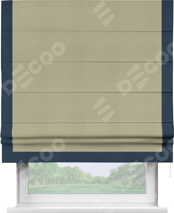 Римская штора «Кортин» с кантом Виктория, для проема, ткань блэкаут однотонный милано капучино