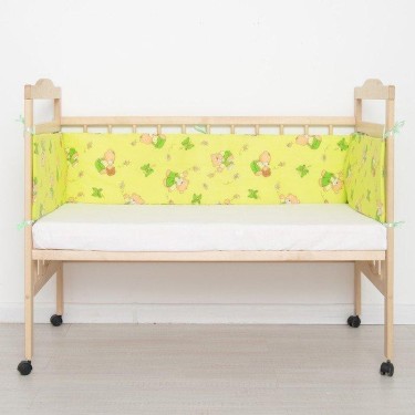 Бортик "Мишки с медом" бязь,поролон, 4 части (2 ч: 30*60см, 2 ч: 30*120см), цвет салат.542