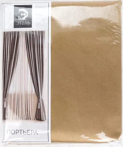 Штора портьерная «Этель» 130×300 см, двусторонний блэкаут, цвет Золотой, пл. 240 г/м², 100% п/э