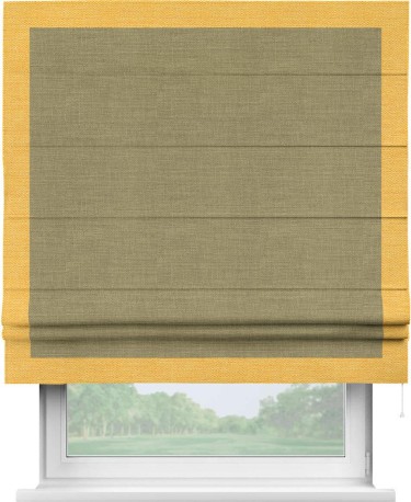 Римская штора «Кортин» с кантом Чесс, для проема, ткань лён, цвет коричневый