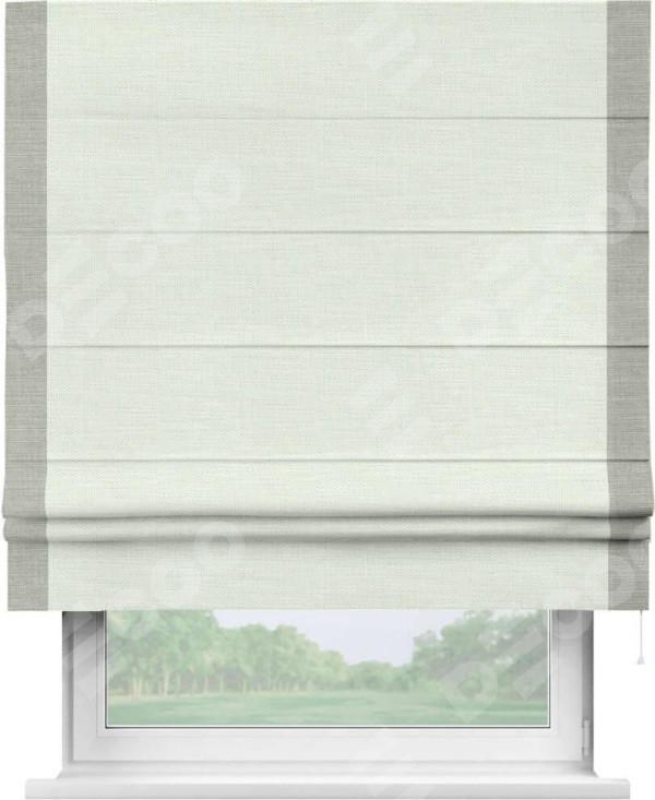 Римская штора «Кортин» с кантом Стрим Дуо, для проема, ткань лён молочный