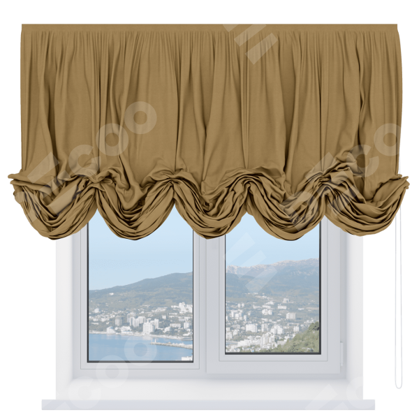 Австрийская штора «Кортин», вельвет горчица