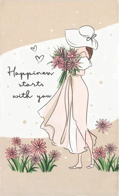 Набор кухонных полотенец Доляна Happiness, 35х60 см -4 шт, 100% хл, вафля 160 г/м2