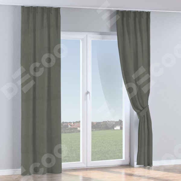 Комплект штор на тесьме «Кустик», вельвет тёмно-серый