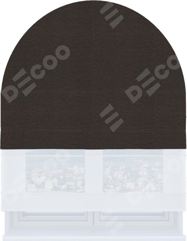 Римская штора «Кортин» день-ночь для арочного проёма, ткань лён димаут венге