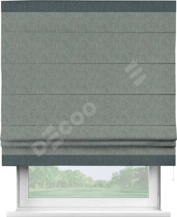 Римская штора «Кортин» с кантом Горизонт, для проема, ткань лён димаут, серый
