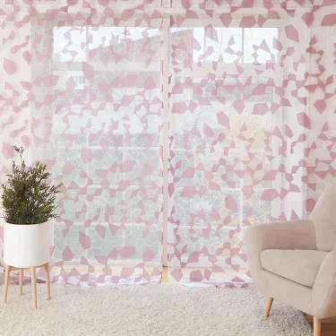 Тюль "Этель" Абстракция (цвет лиловый) без утяжелителя, ширина 250 см, высота 270 см