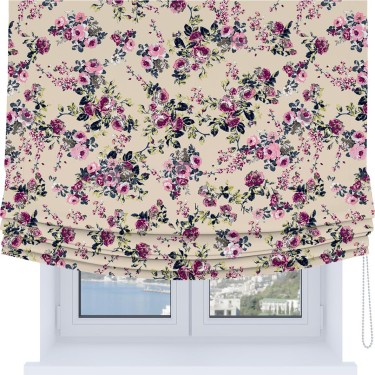 Римская штора Soft с мягкими складками, «Россыпь розовых цветов»