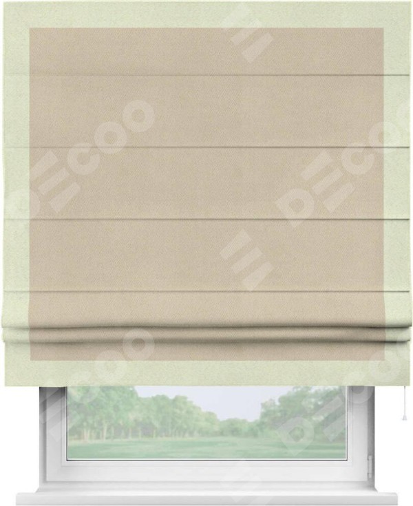 Римская штора «Кортин» с кантом Чесс, для проема, ткань блэкаут однотонный кофейно-бежевый