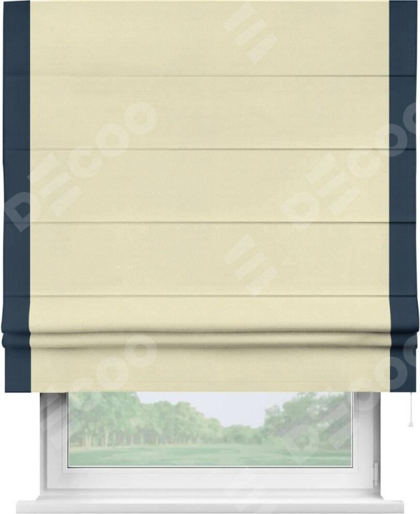 Римская штора «Кортин» с кантом Стрим Дуо, для проема, ткань блэкаут однотонный бежевый