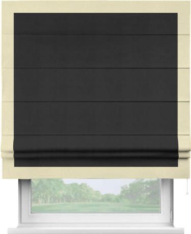 Римская штора «Кортин» с кантом Чесс, для проема, ткань блэкаут однотонный черный