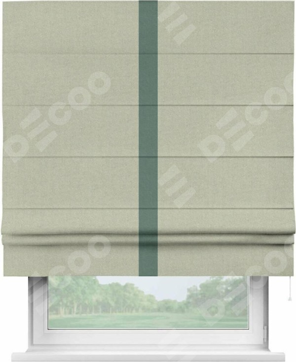 Римская штора «Кортин» с кантом Хайвэй, для проема, лён блэкаут серо-бежевый