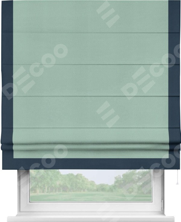 Римская штора «Кортин» с кантом Виктория, для проема, ткань блэкаут однотонный ментоловый