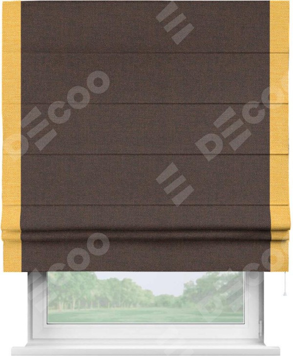 Римская штора «Кортин» с кантом Стрим Дуо, для проема, ткань лён коричневый