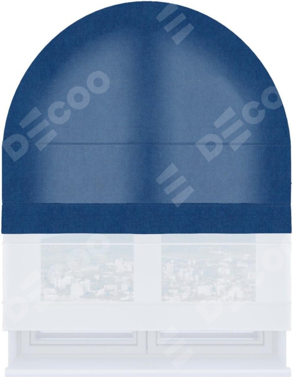 Римская штора «Кортин» день-ночь для арочного проёма, ткань вельвет синий