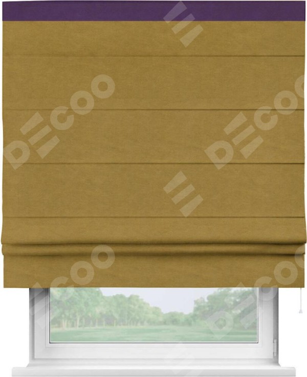 Римская штора «Кортин» с кантом Кинг, для проема, ткань вельвет светло-коричневый