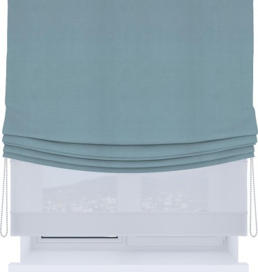 Римская штора «Кортин», день-ночь с мягкими складками, блэкаут однотонный серо-голубой