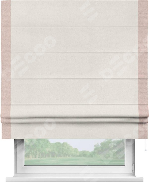 Римская штора «Кортин» с кантом Стрим Дуо, для проема, ткань блэкаут с блеском светло-серый