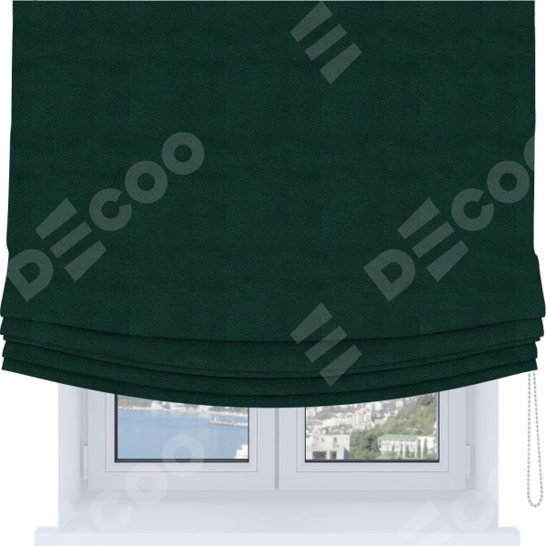 Римская штора Soft с мягкими складками, ткань cotton блэкаут изумруд