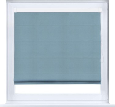Римская штора «Кортин» кассетная, ткань блэкаут однотонный, серо-голубой