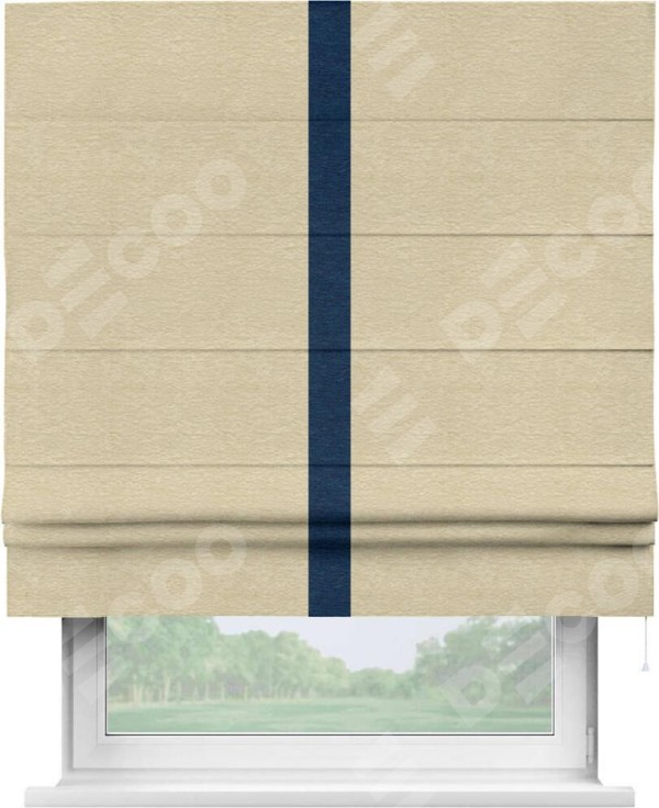 Римская штора «Кортин» с кантом Хайвэй, для проема, ткань софт однотонный светло-бежевый