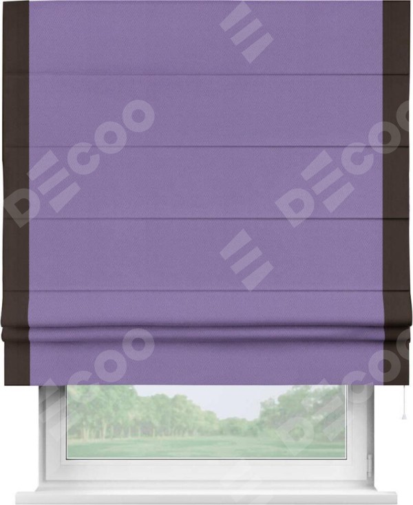 Римская штора «Кортин» с кантом Стрим Дуо, для проема, ткань блэкаут однотонный сиреневый