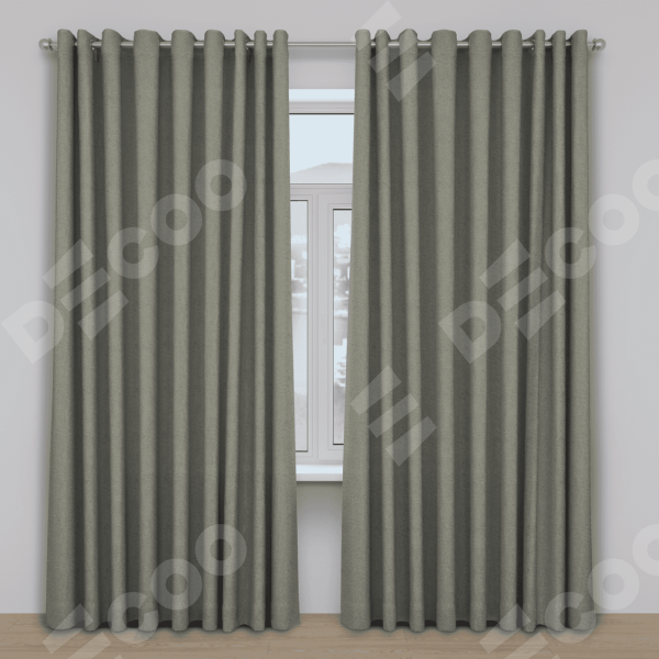 Шторы на люверсах ткань лён димаут, стальной