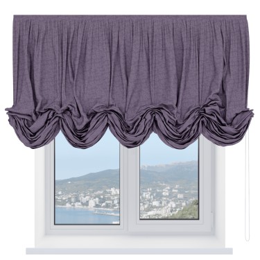 Австрийская штора «Кортин», ткань лён кашемир фиолетовый