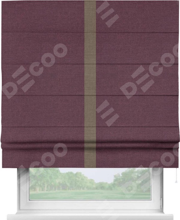 Римская штора «Кортин» с кантом Хайвэй, для проема, ткань лён фиолетовый