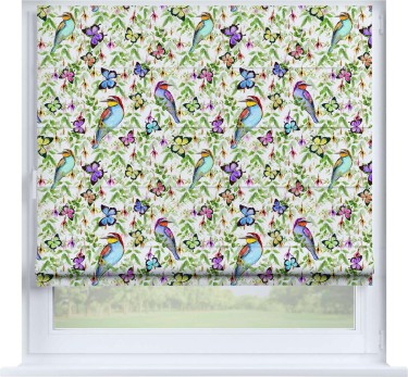 Римская штора «Кортин» на створку «Тропические птицы»