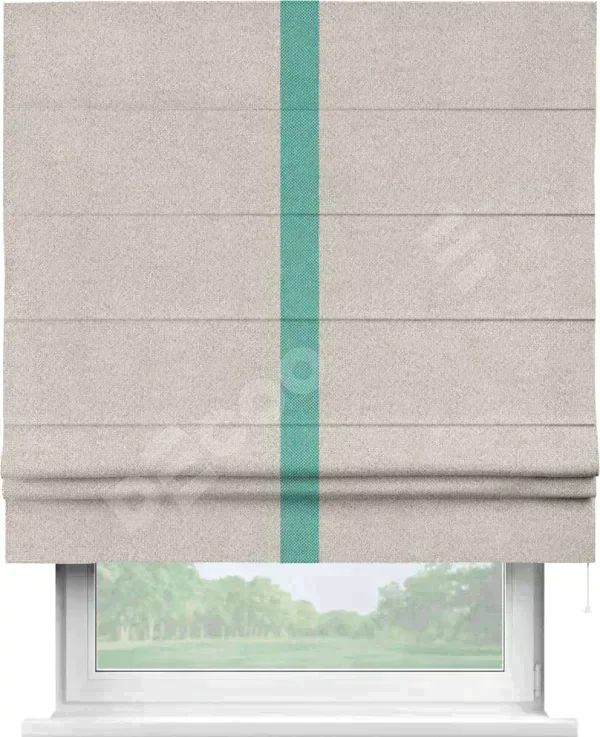 Римская штора «Кортин» для проема, лён димаут бежевый с кантом Хайвэй