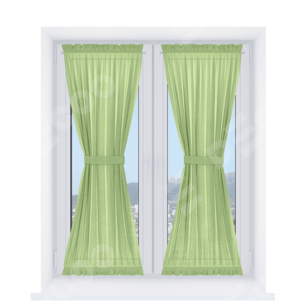Штора песочные часы «Кортин», ткань лён зелёный