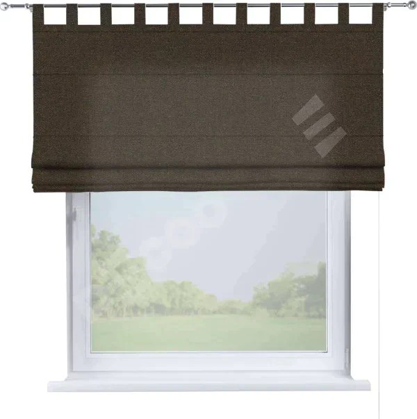 Римская штора на петлях «Кортин», ткань лён темно-коричневый