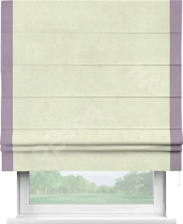 Римская штора «Кортин» с кантом Стрим Дуо, для проема, ткань блэкаут однотонный сливочный