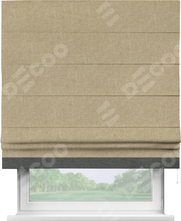 Римская штора «Кортин» с кантом Джестер, для проема, ткань стиф димаут бежевый