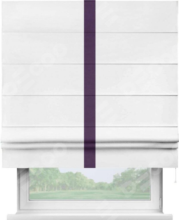 Римская штора «Кортин» с кантом Хайвэй, для проема, ткань вельвет дымчато-белый