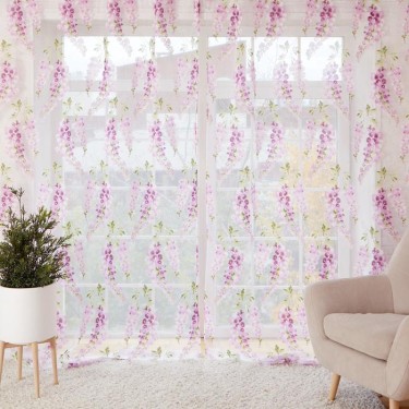 Тюль Этель «Виноградная лоза» (лиловый) б/ утяжелителя, ширина 140 см, высота 250 см