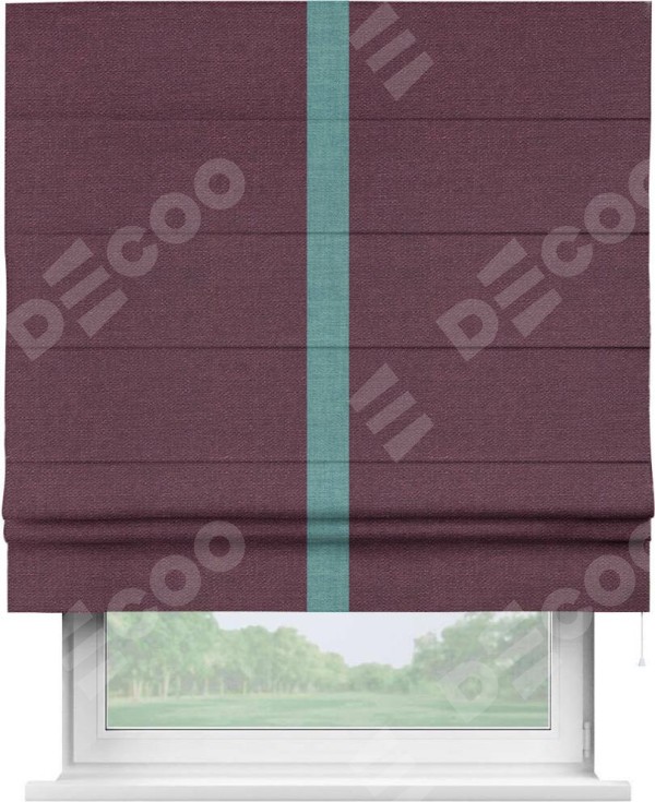 Римская штора «Кортин» с кантом Хайвэй, для проема, ткань лён фиолетовый