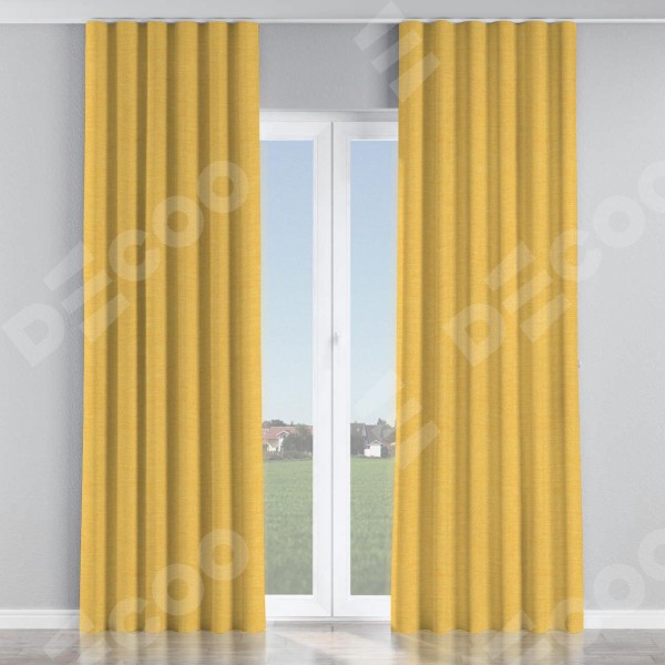 Комплект штор на тесьме «Волна», лён желтый