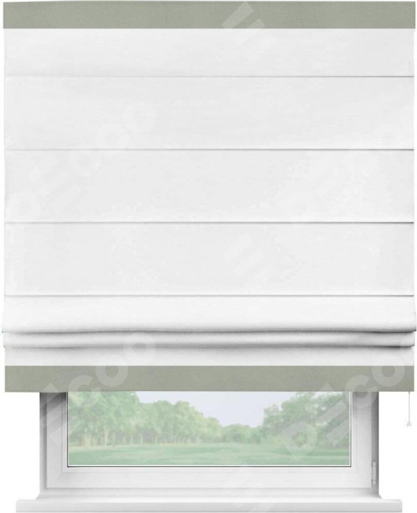 Римская штора «Кортин» с кантом Горизонт, для проема, ткань вельвет дымчато-белый