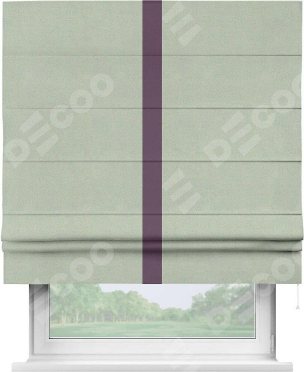 Римская штора «Кортин» с кантом Хайвэй, для проема, ткань блэкаут однотонный светло-серый