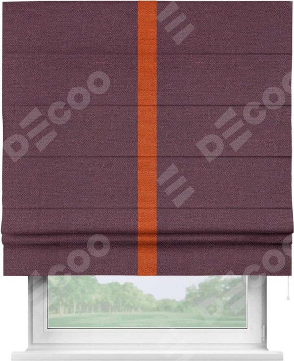 Римская штора «Кортин» с кантом Хайвэй, для проема, ткань лён фиолетовый