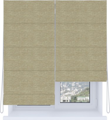 Римская штора «Кортин», система «Комфорт», лён димаут тёмно-бежевый