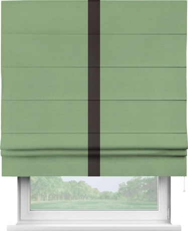 Римская штора «Кортин» с кантом Хайвэй, для проема, ткань блэкаут однотонный оливковый