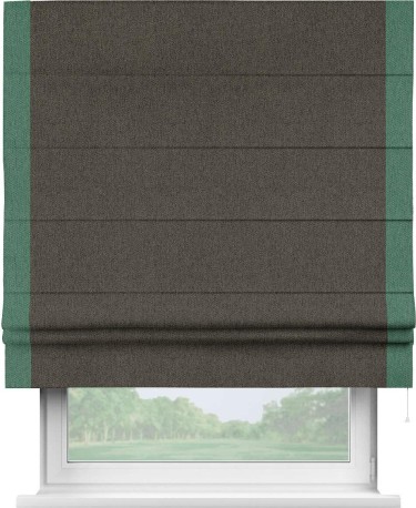Римская штора «Кортин» с кантом Стрим Дуо, для проема, ткань твид блэкаут, тёмно-коричневый
