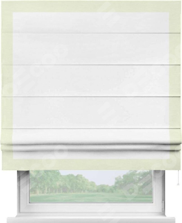 Римская штора «Кортин» с кантом Чесс, для проема, ткань вельвет дымчато-белый